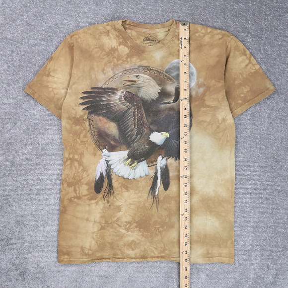 The Mountain Bald Eagle Moon Tie Dye Large Brown Short Sleeve T-Shirt - Picture 3 of 9